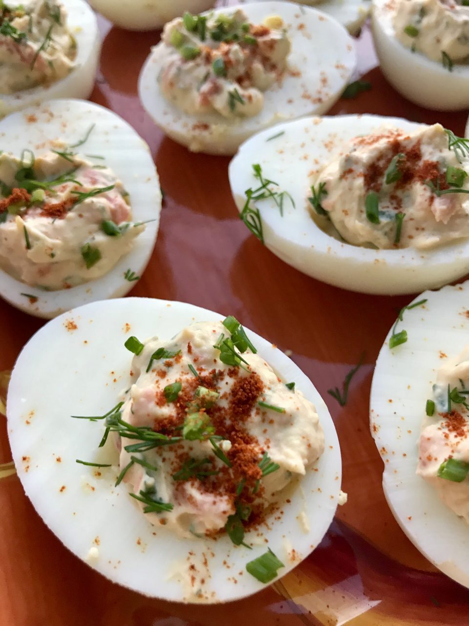 Deviled Eggs with Fresh Herbs and Lox