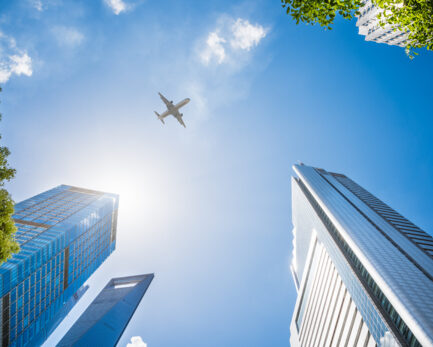 Flying airplane