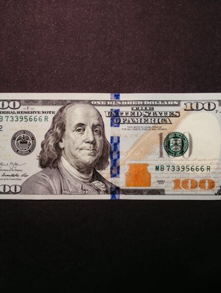 Photo by Jonathan Borba: https://www.pexels.com/photo/one-hundred-dollar-bill-on-black-background-14820467/